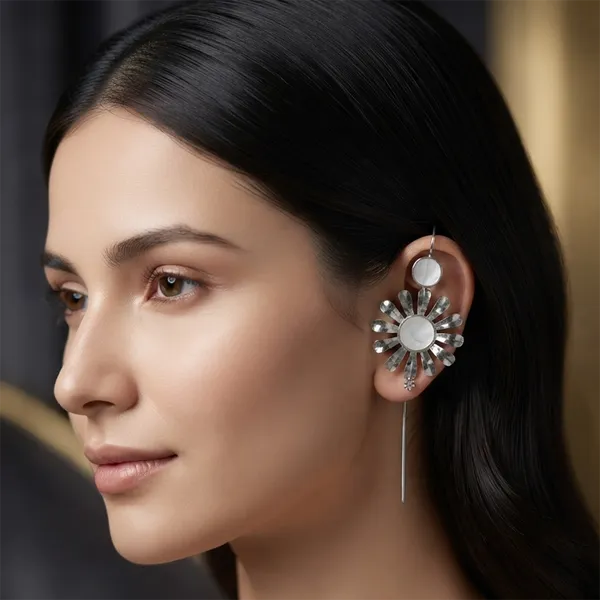 The99jewel_Black_Plated_Floral_Ear_Cuff_Black
