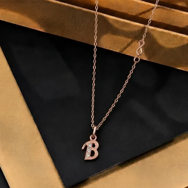 The99jewel_Rose_Gold_Plated_Letter_B_Initial_Chain_Pendant_With_Austrian_Stone_Rose_Gold