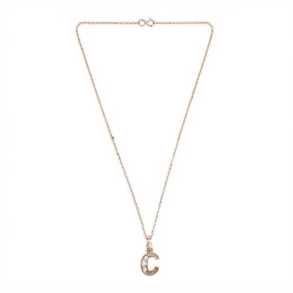The99jewel_Rose_Gold_Plated_Letter_C_Initial_Chain_Pendant_With_Austrian_Stone_Rose_Gold