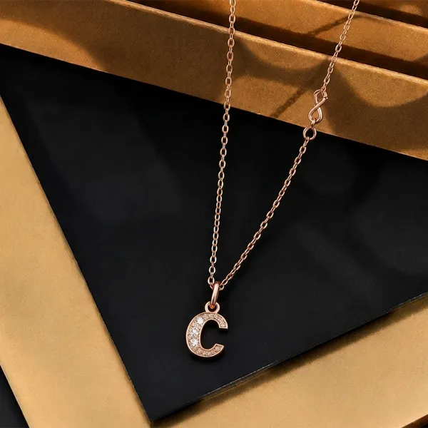 The99jewel_Rose_Gold_Plated_Letter_C_Initial_Chain_Pendant_With_Austrian_Stone_Rose_Gold