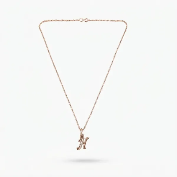 The99jewel_Rose_Gold_Plated_Letter_H_Initial_Chain_Pendant_With_Austrian_Stone_Rose_Gold