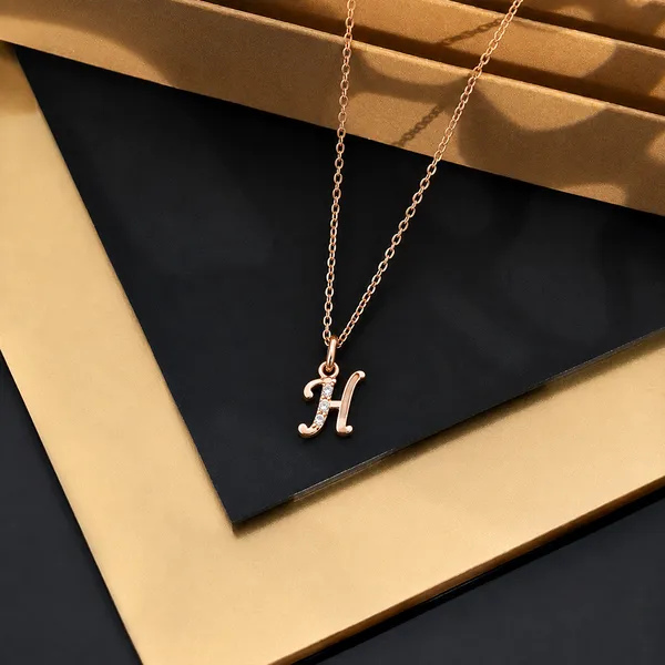 The99jewel_Rose_Gold_Plated_Letter_H_Initial_Chain_Pendant_With_Austrian_Stone_Rose_Gold