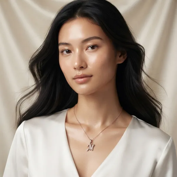 The99jewel_Rose_Gold_Plated_Letter_M_Initial_Chain_Pendant_With_Austrian_Stone_Rose_Gold