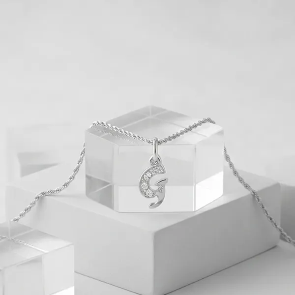 The99jewel_Silver_Plated_Letter_G_Initial_Chain_Pendant_With_Austrian_Stone_Silver