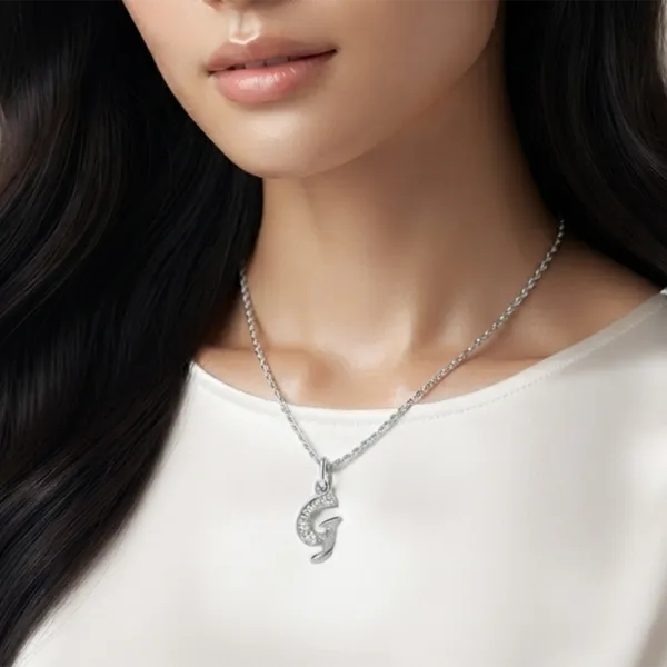 The99jewel_Silver_Plated_Letter_G_Initial_Chain_Pendant_With_Austrian_Stone_Silver