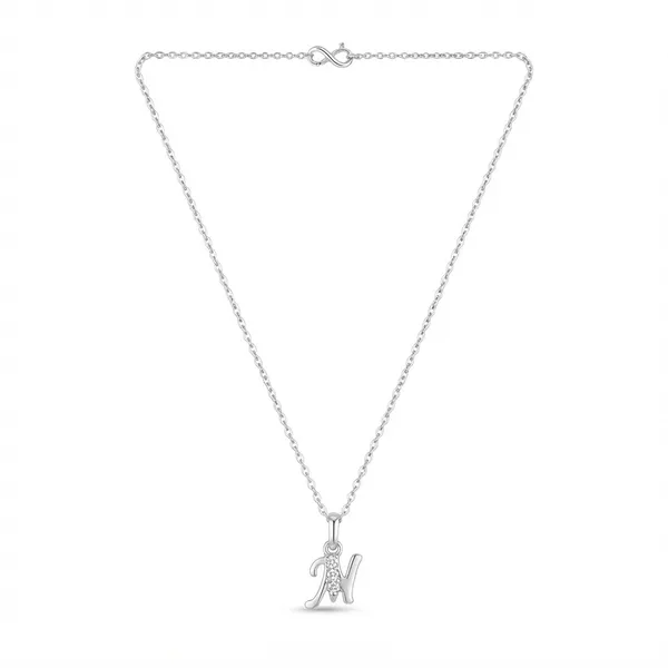 The99jewel_Silver_Plated_Letter_M_Initial_Chain_Pendant_With_Austrian_Stone_Silver