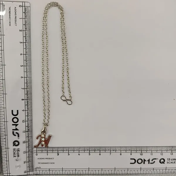 The99jewel_Silver_Plated_Letter_M_Initial_Chain_Pendant_With_Austrian_Stone_Silver