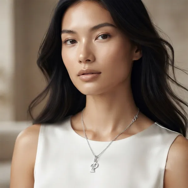 The99jewel_Silver_Plated_Letter_P_Initial_Chain_Pendant_With_Austrian_Stone_Silver