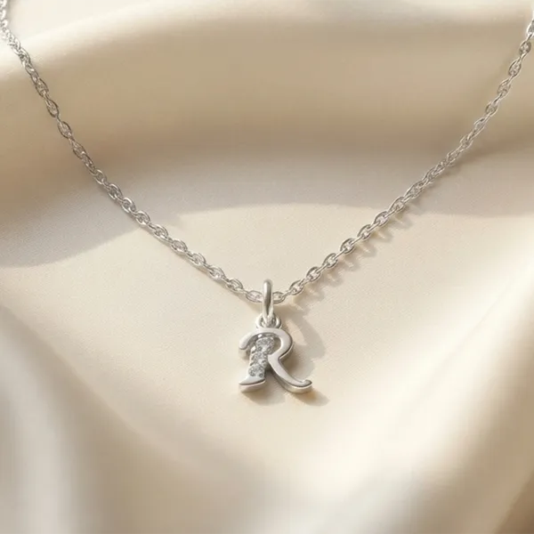 The99jewel_Silver_Plated_Letter_R_Initial_Chain_Pendant_With_Austrian_Stone_Silver