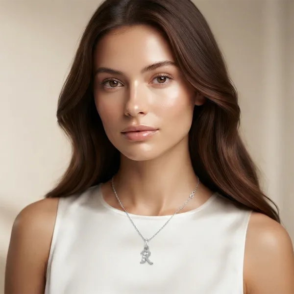 The99jewel_Silver_Plated_Letter_R_Initial_Chain_Pendant_With_Austrian_Stone_Silver