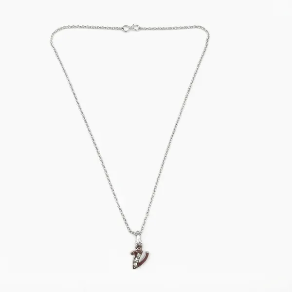 The99jewel_Silver_Plated_Letter_V_Initial_Chain_Pendant_With_Austrian_Stone_Silver