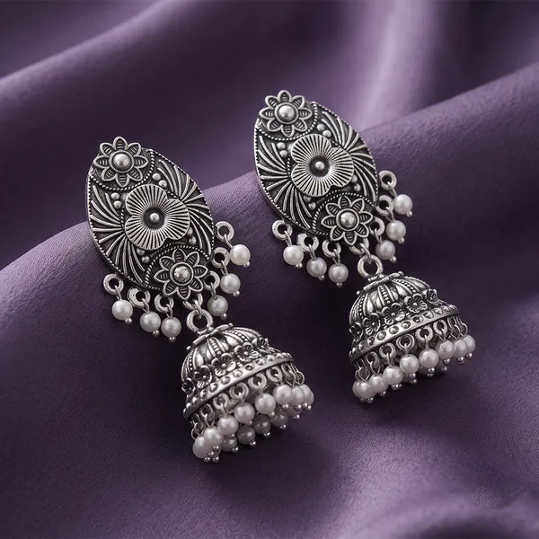 The99jewel_Lightweight_Oxidised_Jhumki_Earrings_For_Women_Silver