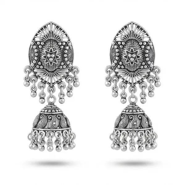 The99jewel_Lightweight_Oxidised_Jhumki_Earrings_For_Women_Silver