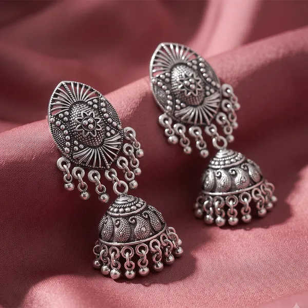 The99jewel_Lightweight_Oxidised_Jhumki_Earrings_For_Women_Silver