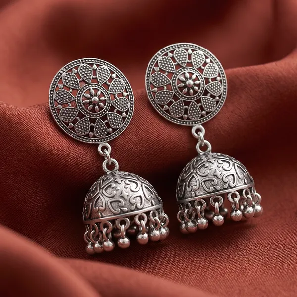 The99jewel_Stylish_Oxidised_Jhumki_Earrings_For_Women_Silver