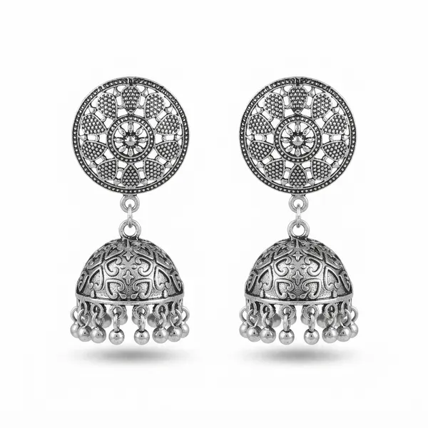 The99jewel_Stylish_Oxidised_Jhumki_Earrings_For_Women_Silver