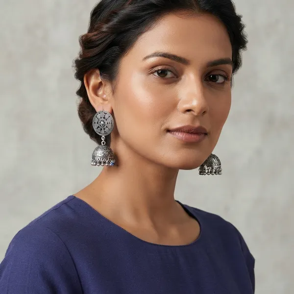 The99jewel_Stylish_Oxidised_Jhumki_Earrings_For_Women_Silver