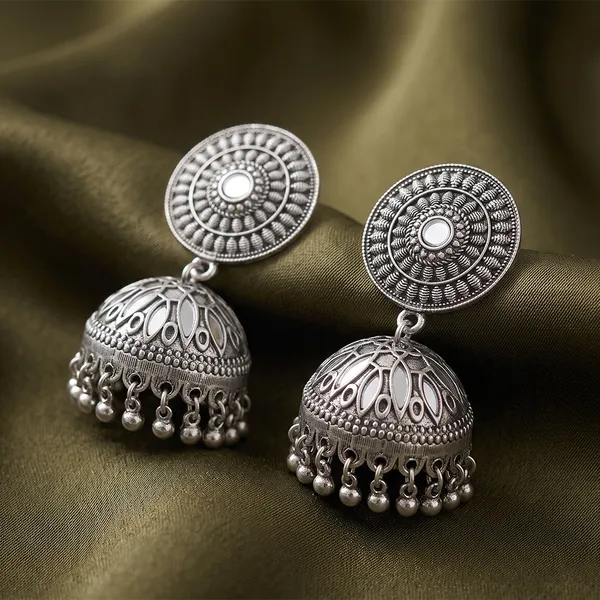 The99jewel_Stylish_Oxidised_Jhumki_Earrings_For_Women_Silver