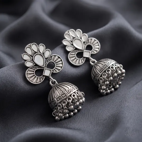 The99jewel_Fashion_Oxidised_Mirror_Jhumki_Earrings_For_Girls_Women_Silver