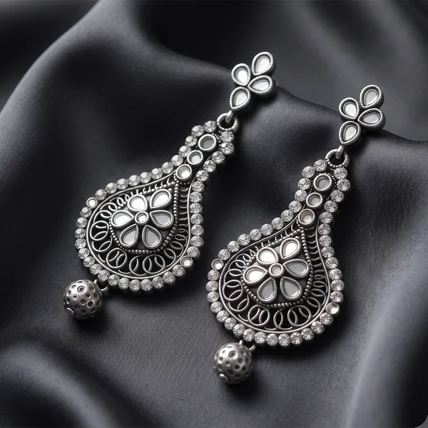 The99jewel_Fashion_Oxidised_With_Mirror_Dangler_Earrings_For_Women_Silver