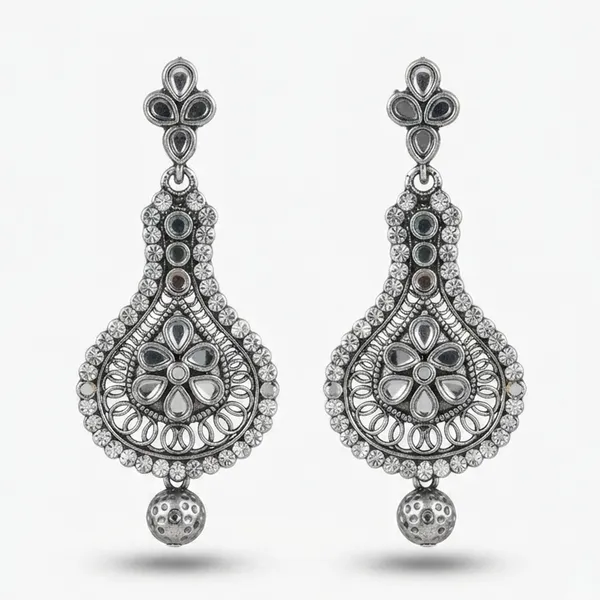 The99jewel_Fashion_Oxidised_With_Mirror_Dangler_Earrings_For_Women_Silver