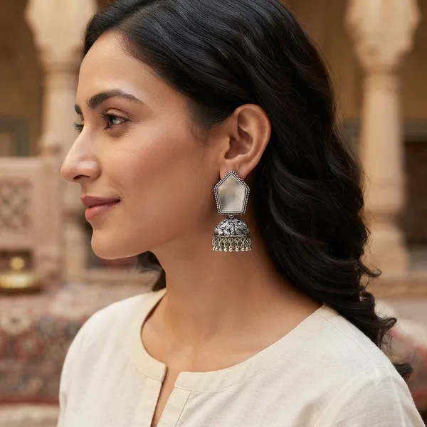 The99jewel_Fashion_Oxidised_Mirror_Jhumki_Earrings_For_Girls_Women_Silver