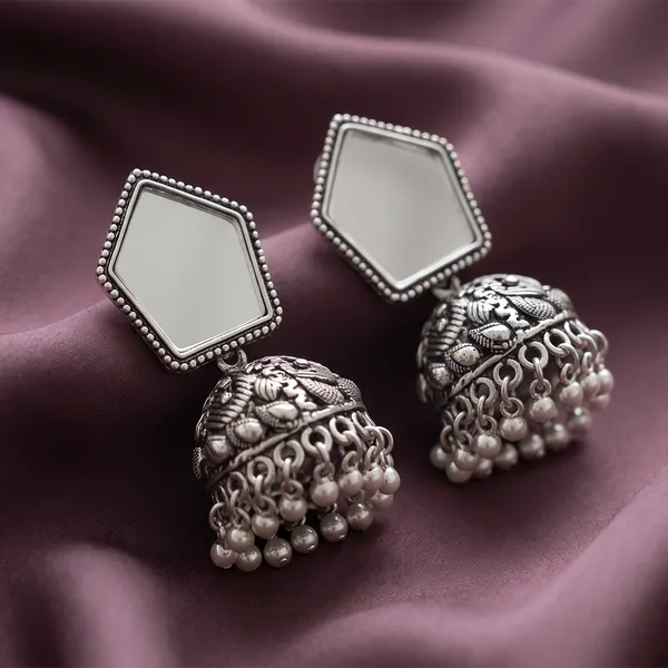 The99jewel_Fashion_Oxidised_Mirror_Jhumki_Earrings_For_Girls_Women_Silver
