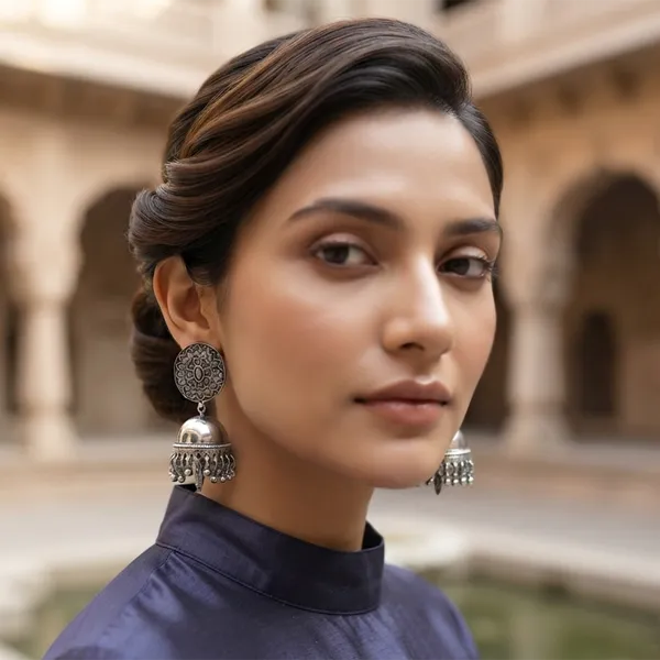 The99jewel_Traditional_Oxidized_Silver_Jhumka_Earrings_For_Girls_Women_Silver