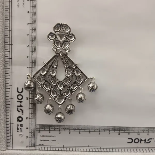 The99jewel_Oxidised_Earrings_Featuring_Mirror_Cut_Glass_Stone_For_Girls_Women_Silver