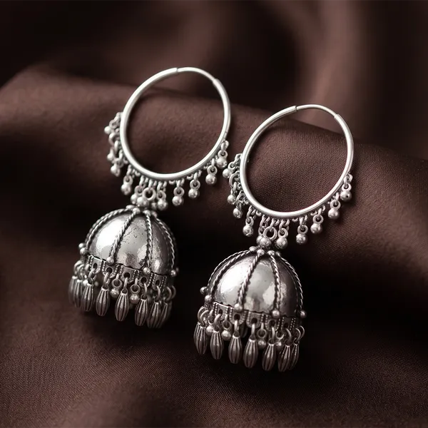 The99jewel_Oxidised_Hoop_Jhumka_Earrings_For_Girls_Women_Silver