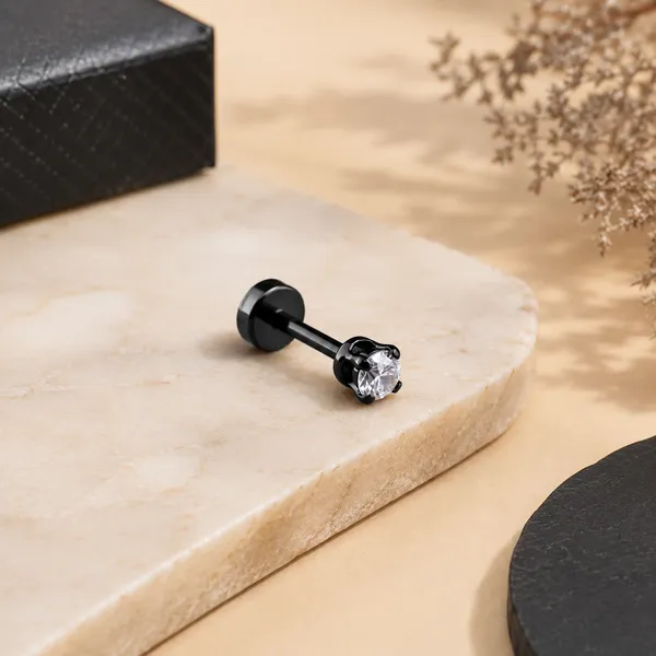 The99jewel_Black_Plated_Small_Stud_Earring_For_Men_1_Piece_Black