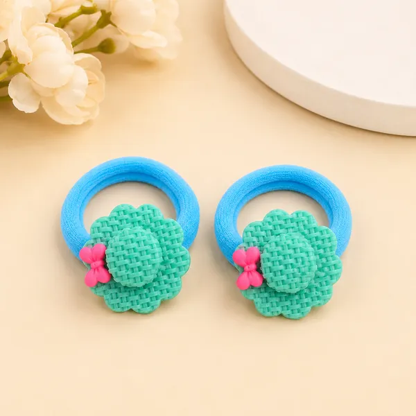 The99jewel_Kids_Flower_Soft_Elastic_Ponytail_Hair_Ties_Hair_Rubber_Bands_For_Girls_Pack_Of_2_Green