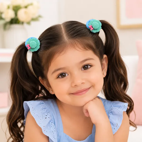 The99jewel_Kids_Flower_Soft_Elastic_Ponytail_Hair_Ties_Hair_Rubber_Bands_For_Girls_Pack_Of_2_Green
