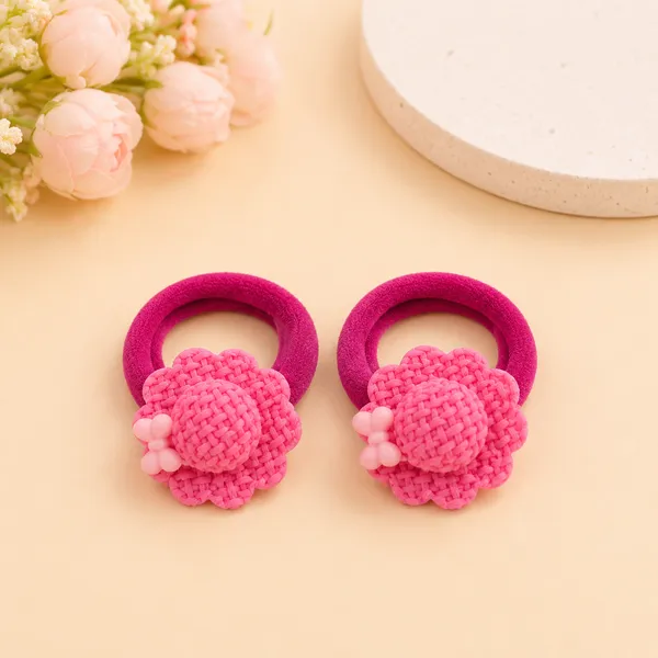 The99jewel_Kids_Flower_Soft_Elastic_Ponytail_Hair_Ties_Hair_Rubber_Bands_For_Girls_Pack_Of_2_Dark_Pink