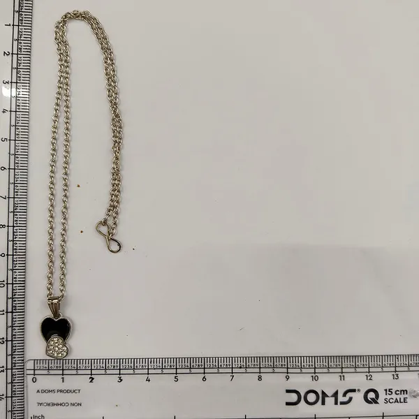 The99jewel_Fashion_Silver_Plated_Austrian_Stone_Heart_Shape_Chain_Pendant_Black