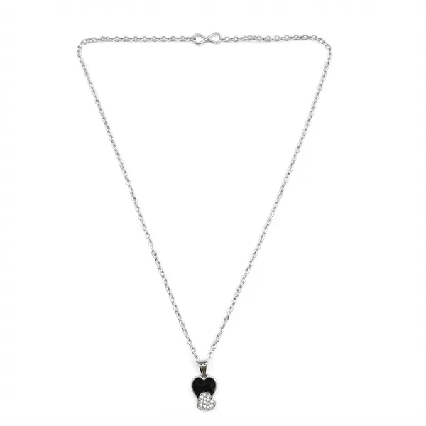 The99jewel_Fashion_Silver_Plated_Austrian_Stone_Heart_Shape_Chain_Pendant_Black
