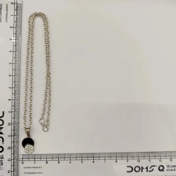 The99jewel_Fashion_Silver_Plated_Austrian_Stone_Round_Shape_Chain_Pendant_Black