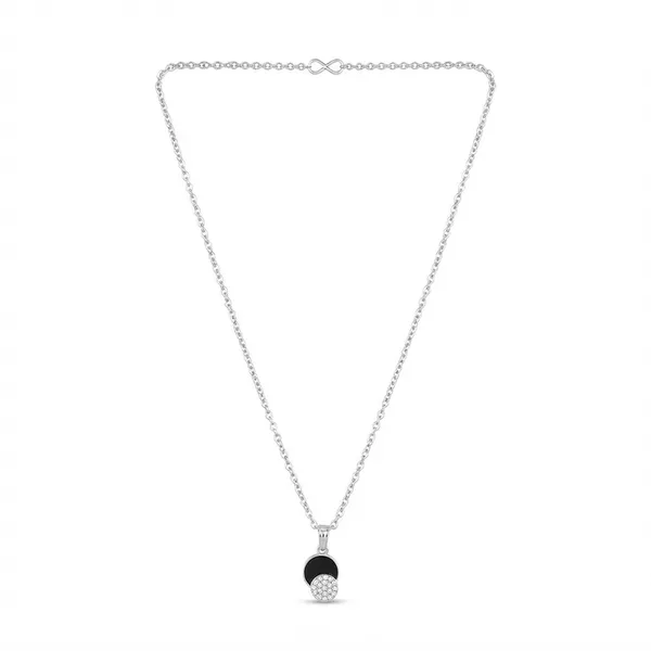 The99jewel_Fashion_Silver_Plated_Austrian_Stone_Round_Shape_Chain_Pendant_Black