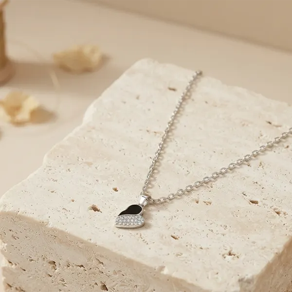 The99jewel_Fashion_Silver_Plated_Austrian_Stone_Heart_Shape_Chain_Pendant_Black