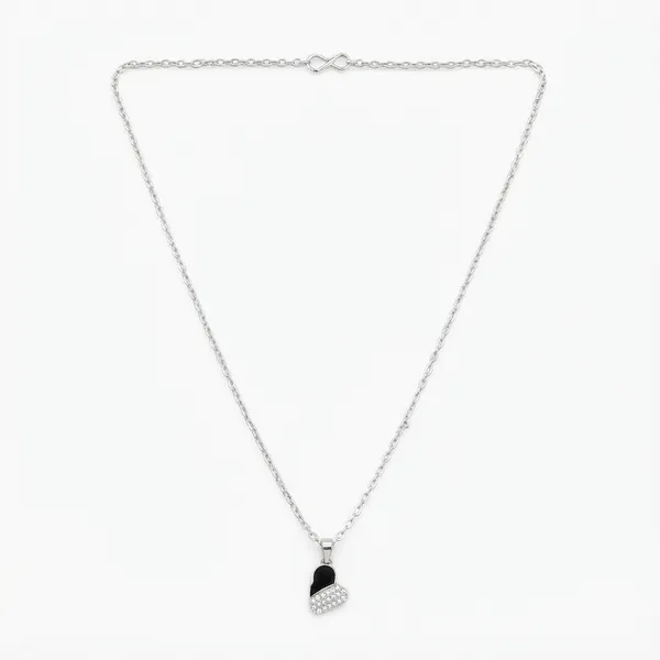 The99jewel_Fashion_Silver_Plated_Austrian_Stone_Heart_Shape_Chain_Pendant_Black
