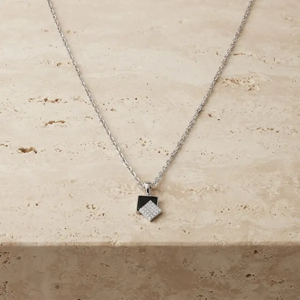 The99jewel_Fashion_Silver_Plated_Austrian_Stone_Square_Shape_Chain_Pendant_Black