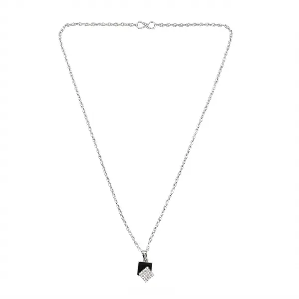 The99jewel_Fashion_Silver_Plated_Austrian_Stone_Square_Shape_Chain_Pendant_Black