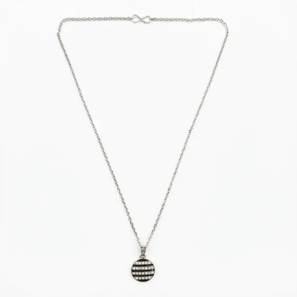 The99jewel_Fashion_Silver_Plated_Austrian_Stone_Round_Shape_Chain_Pendant_Black
