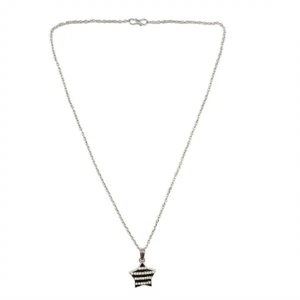 The99jewel_Fashion_Silver_Plated_Austrian_Stone_Star_Shape_Chain_Pendant_Black