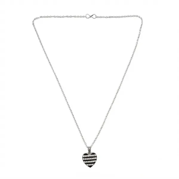 The99jewel_Fashion_Silver_Plated_Austrian_Stone_Heart_Shape_Chain_Pendant_Black