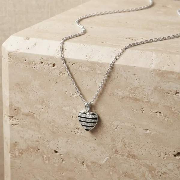 The99jewel_Fashion_Silver_Plated_Austrian_Stone_Heart_Shape_Chain_Pendant_Black
