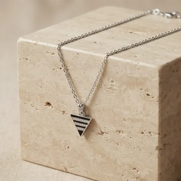 The99jewel_Fashion_Silver_Plated_Austrian_Stone_Triangle_Shape_Chain_Pendant_Black
