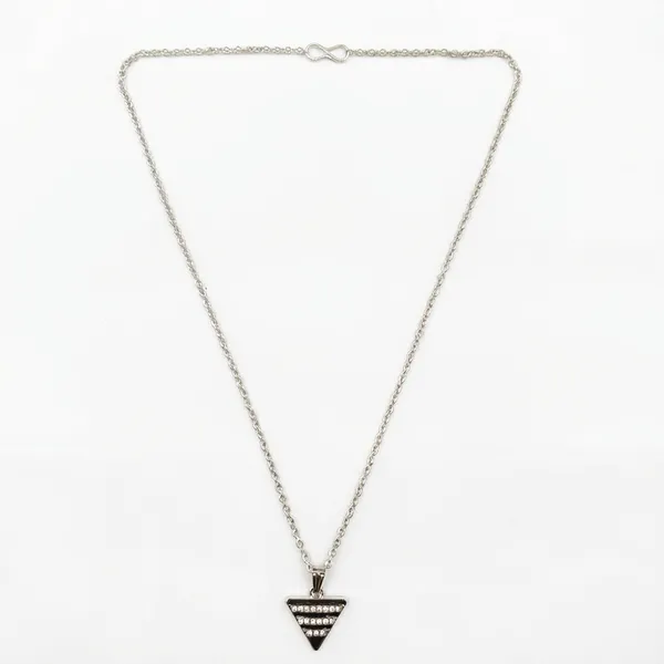 The99jewel_Fashion_Silver_Plated_Austrian_Stone_Triangle_Shape_Chain_Pendant_Black