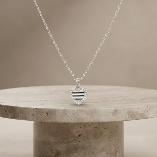 The99jewel_Fashion_Silver_Plated_Austrian_Stone_Heart_Shape_Chain_Pendant_Black