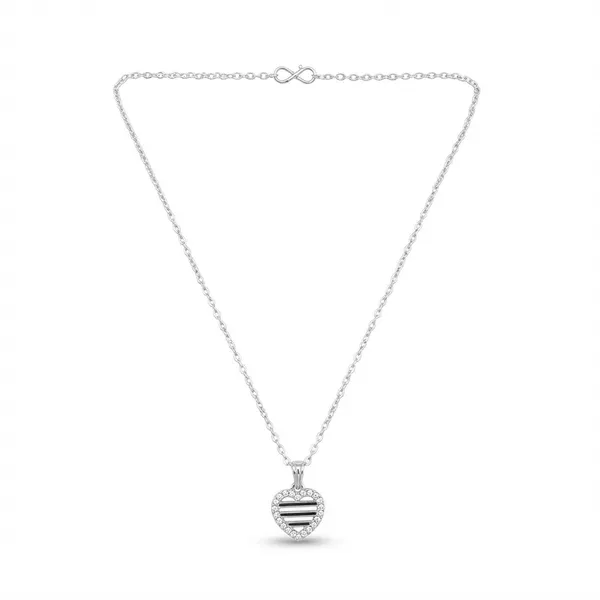 The99jewel_Fashion_Silver_Plated_Austrian_Stone_Heart_Shape_Chain_Pendant_Black